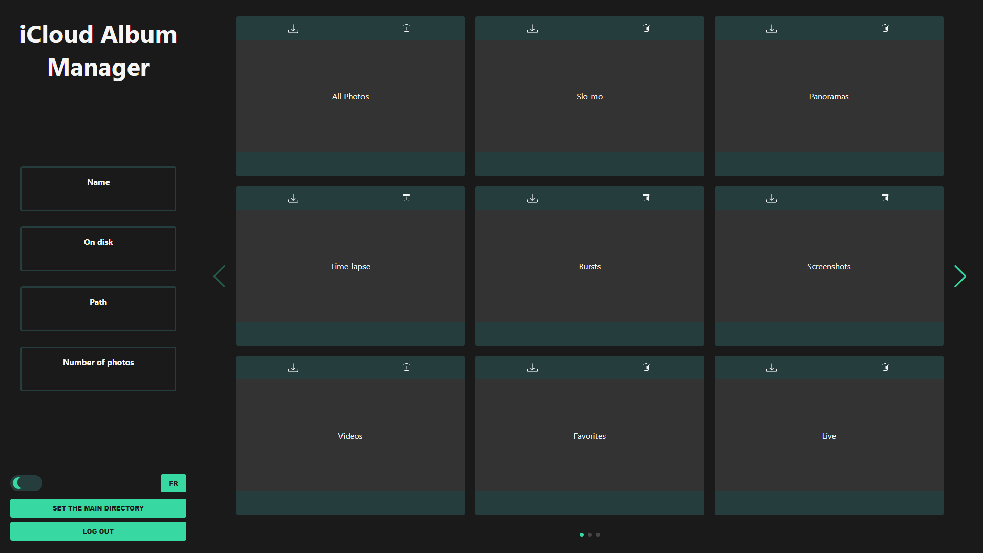Screenshot of the main page of the app